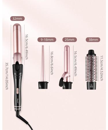 CCKeyin 4 in 1 Curling Iron Set | 9-38mm Ceramic Curling Bar & Brush - Pink | Perfect for Large & Small Curls International Shipping Available - Buy Online on GoSupps.com