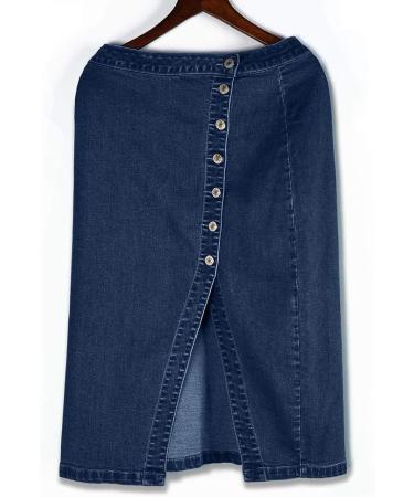 Sanahy Women's Long High Waist Fishtail Denim Maxi Skirt | Casual Jean Skirt | Plus Size Knee Length | Blue - Buy Online on GoSupps.com
