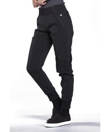Jogger Scrub Pants for Women 4-Way Stretch with Mid Rise Cargo Pocket Superior Performance and Comfort CK110A Medium Black - Buy Online on GoSupps.com
