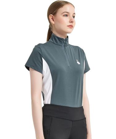 HR Farm Women's Quick Dry Short Sleeve Rider Sport Sun Shirt - Gray/White - Size Large - Buy Online on GoSupps.com