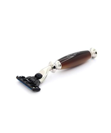 Edwin Jagger Classic Shaving Set - Pure Badger Brush & Mach 3 Razor - Imitation Light Horn & Nickel - International Shipping Available - Buy Online on GoSupps.com