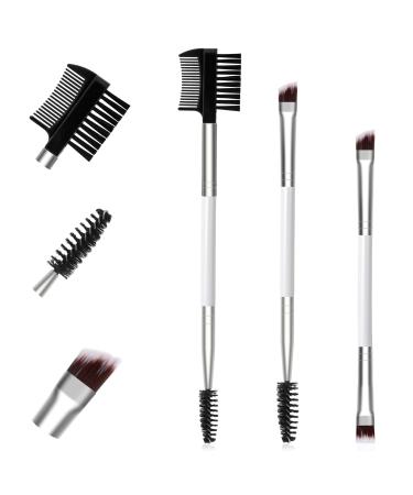 3 in 1 Dual Eyelash Brush 3 Pcs Professional Angled Eyebrow Brush Eye Lash Comb Double-Ended Eyelash Comb Spoolie Brush Set Eye Makeup Tool Kit for Women (White) - Buy Online on GoSupps.com