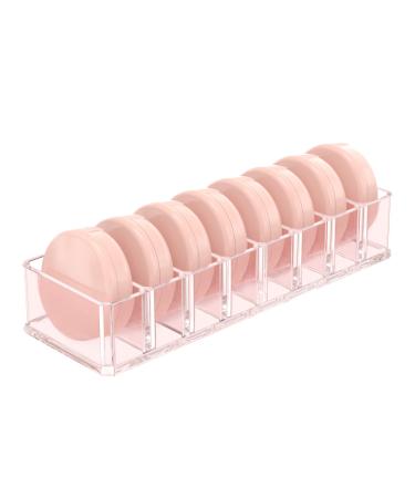 HBlife Clear Acrylic Makeup Compact Organizer, 8 Spaces Vanity Organizer Stand Eyeshadow Pallet Storage For Lipstick Bronzer Powder Highlighter, Skincare Cosmetic Display Cases For Bathroom Pink