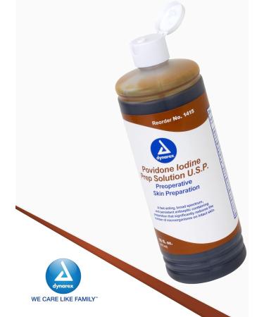 Dynarex Povidone Iodine Prep Solution USP 16oz Bottle - Topical Antiseptic for Skin Cleansing and Preparation - Buy Online on GoSupps.com