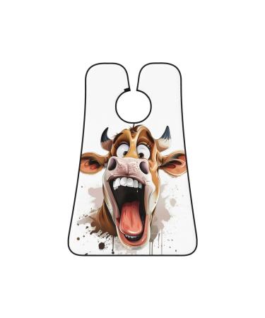 funny cow Print Beard Bib Apron Non-Stick Beard Men's Hair Catcher for Shaving Gifts for Men. One Size Black1