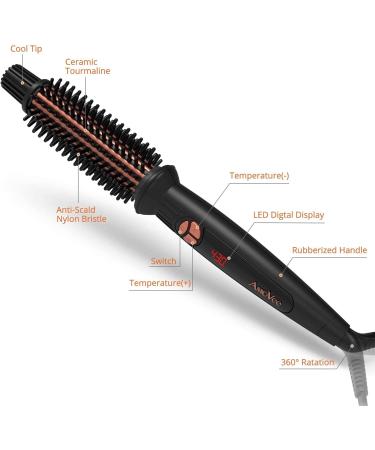 AmoVee 1 Inch Curling Iron - Dual Voltage Tourmaline Ceramic Ionic Hot Brush for Long Hair - Professional Instant Heat Up Styling Tool - Travel-Friendly - Buy Online on GoSupps.com