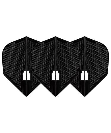 LSTYLE Dart Flights - L3 Pro Dimple Small Standard Shape - for Soft Tip and Steel Tip Darts Black