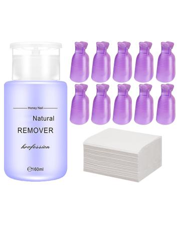 ExcellaElite Acetone Acrylic Remover Kit Nail Polish Remover Gel Nail Polish Remover Gel Remover Comes with 10 Purple Nail Polish Remover Clips and 40 Makeup Remover Cotton Pads(160ml)