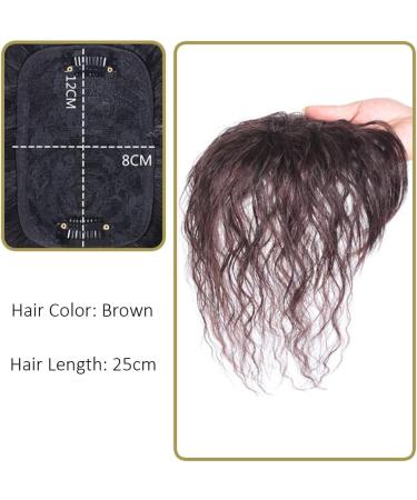 10inch Real Human Hair Topper 8x12cm Rose Base Loose Curly Clip in Hairpiece for Women Cover Thin Hair (Brown) - Buy Online on GoSupps.com