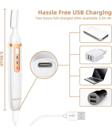 Rechargeable Facial Hair Remover & Eyebrow Trimmer for Women - Electric Shaver Razor for Peach Fuzz, Chin, Cheek, Upper Lip - White - Buy Online on GoSupps.com