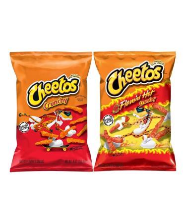 Original American Cheetos Combo Pack of 2 | Classic Crunchy and Flamin' Hot Crunchy | 8oz(226g) | Extreme Hot Challenge | Party Snack | Made with Real Cheese | By BEXICO