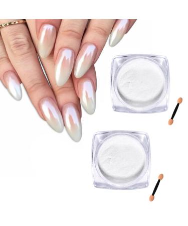 LFCFBH 2 Boxes Pearl Chrome Nail Powder Chrome Powder for Nails DIY Salon Mirror Effect Glitters