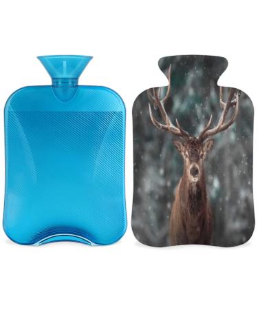 Wildlife deer hot water bottle with a fluffy cover 2l capacity hot bottles for children men women winter animals deer warm water bottle for cozy nights pain relief back