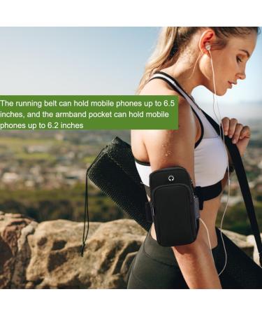 High Elasticity 2-Part Base Belt & Waterproof Phone Bracelet Bag Set for Jogging Fitness Hiking & Cycling - Black - Buy Online on GoSupps.com
