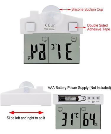 Yunseity Digital Thermometer Hygrometer for Reptiles | LCD Hygrometer with Suction Cup for Terrarium - Accurate Temperature & Humidity Monitoring - Buy Online on GoSupps.com