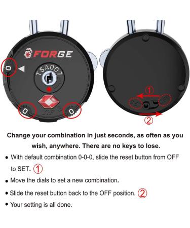 Forge Quality TSA Approved Luggage Locks for Travel Accessories Set Your own Combination Zinc Alloy Body Cable Black 4 Locks - Buy Online on GoSupps.com