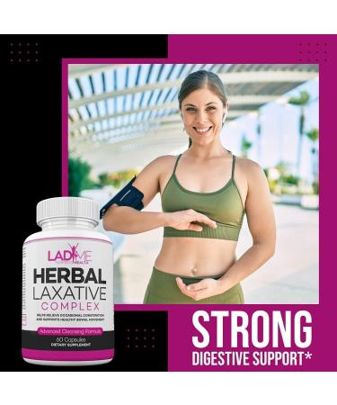 Herbal Laxative for Women - Gentle Constipation Relief with Psyllium Husk, Cascara Sagrada & Probiotics - 60 Capsules - Buy Online on GoSupps.com