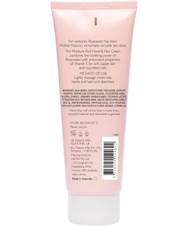 Natio Rosewater Hydration Moisture Rich Hand and Nail Cream 100 ml - Soothing Softening Hand Cream - Hand Cream for Dry Cracked Hands - Hand Lotion - Buy Online on GoSupps.com