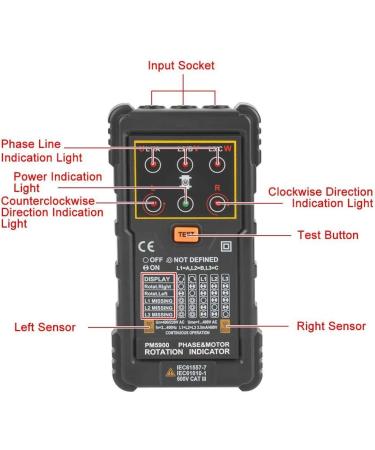 Tester Motor Rotation Indicator Portable Handheld Three-Phase Sequence Presence Rotation Tester Indicator Detector Meter - Buy Online on GoSupps.com