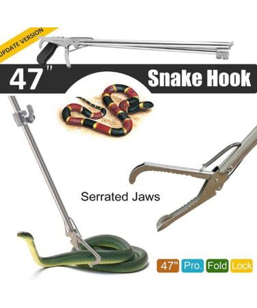 Yomyray 47'' Snake Tong Professional Collapsible Snake Catcher Tool With Zigzag Wide Jaw And Metal Automatic Lock Stainless Steel Reptile Grabber Rattle Catcher (Include Snake Bag) - Buy Online on GoSupps.com