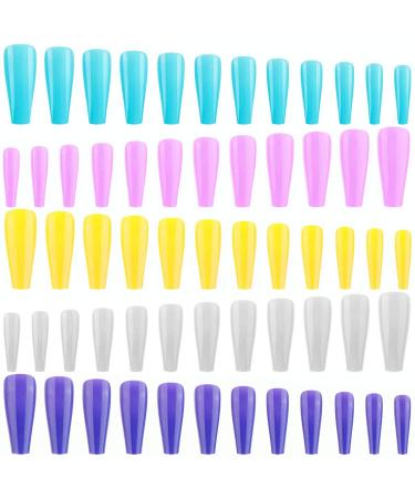 Giantgo 336 Extra Long Ballerina Fake Nails | Solid Color Full Cover Acrylic Nails | DIY Nail Art for Salon Girls - Available in 14 Colors - Buy Online on GoSupps.com