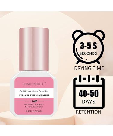 Professional Sensitive Eyelash Extension Glue 5ml - No Fume, 6-7 Weeks Retention, Black Adhesive for False Eyelashes - Self Use & Individual Extensions - Buy Online on GoSupps.com