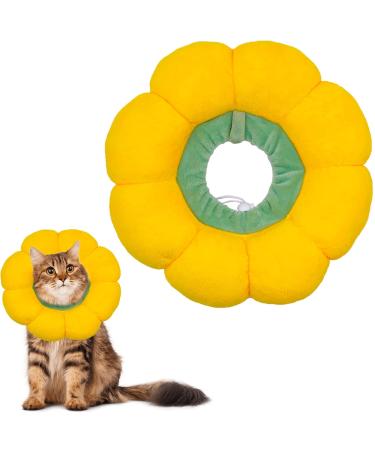 KIKNIN Cat Cone Collar Soft Protective Collar for Cat After Surgery Adjustable Cat Recovery Collar Comfortable and Lightweight Elizabethan Collar for Cat Kitten Yellow Small