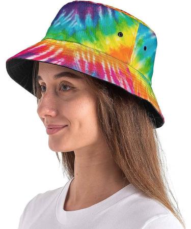 Women's Tie Dye Mushroom Bucket Hat - Double-Sided Fisherman Cap for Travel and Sun Protection - Buy Online on GoSupps.com