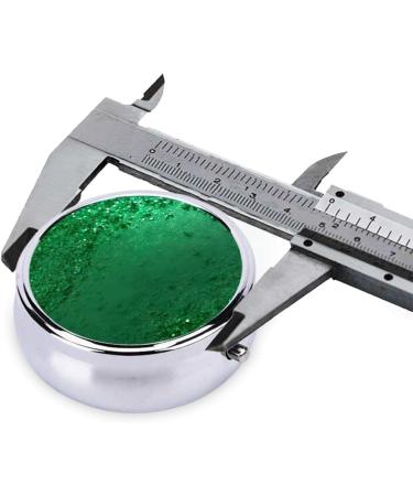 Green Sequin Mini Round Pill Box - 3 Compartment Travel Organizer | Portable Medicine Case for Home & Office - Buy Online on GoSupps.com