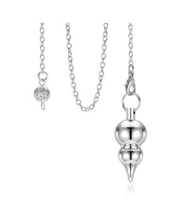 Jovivi Divination Pendulum in Bottle Shape Radiesthesia Esoteric Cone Egyptian Metal Brass Copper Magnetic Display Silver