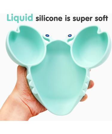 Silicone Suction Plate for Toddlers - Non-Slip Baby Bowl Dish - BPA Free - Microwave & Dishwasher Safe - Crab-cyan - Buy Online on GoSupps.com