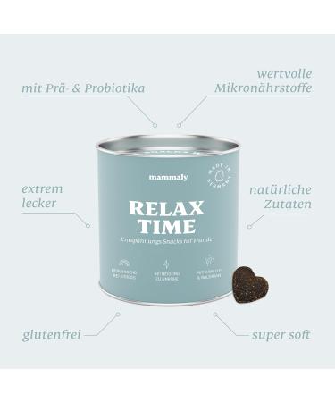 Mammaly Relax Time: Anti-Stress Snacks for Dogs with Valerian Chamomile & Probiotics - 270 Calming Treats for Fear & Nervousness - Buy Online on GoSupps.com
