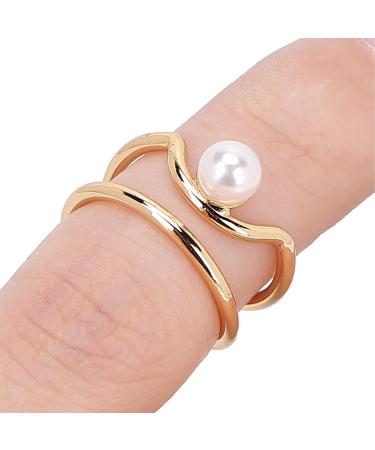 Pearl Fingernail Opening Ring Adjustable Size Finger Tip Ring Nail Art Charms Accessories for Parties Weddings Business Event Birthday(Gold) - Buy Online on GoSupps.com