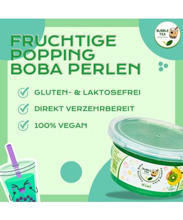 Bubble Tea Express Kiwi Popping Boba Pearls 490g | Vegan Gluten-Free Fruit Juice Beads | Fruity Bubble Tea Toppings - Buy Online on GoSupps.com