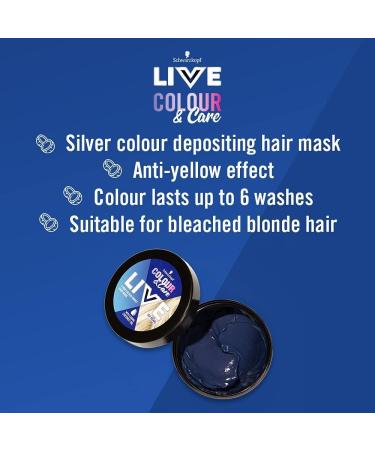 Schwarzkopf LIVE Colour & Care Hair Mask - Icy Pearl 150ml | Blonde Toning Colour Boost Semi-permanent Silver Hair Dye | Lasts Up To 6 Washes - Buy Online on GoSupps.com