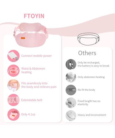 FTOYIN Portable Heating Pad - Front and Rear Belly Warmer with 5 Massage Modes - Period Pain Relief for Women (Pink) - Buy Online on GoSupps.com