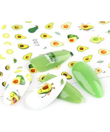 DIY Decoration Green Color Anime Cartoon Avocado 3D Design Nail Stickers Sliders Decals(007) - Buy Online on GoSupps.com