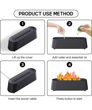 Gaeshow Aroma Diffuser with Flame Effect - 300ml Humidifier & 7-Color LED Light for Essential Oils - Perfect for Home & Office (Black) - Buy Online on GoSupps.com