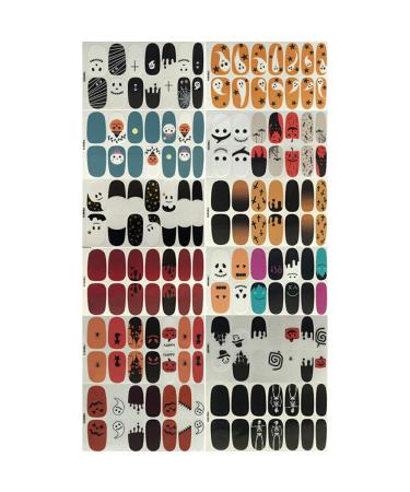 dijiusidy 12 Pieces Halloween Nail Stickers Self-Adhesive Full Wrap Polish Strips Fingernail Decal Manicure Kit for Women Girls