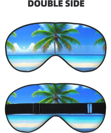 Shop Palm Trees & Clear Sea Print Unisex Sleep Mask - Double-Sided Eye Mask for Sound Sleep & Skin Care - Buy Online on GoSupps.com