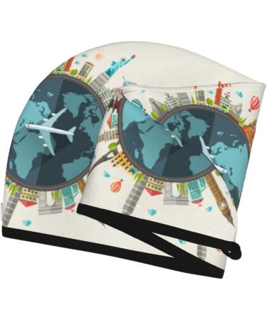 Travel Around The World Microfiber Hair Towel | Super Absorbent Quick Dry Hair Turban for Curly Long Thick Hair - Perfect Hair Towel Wrap for Women Girls & Kids - Buy Online on GoSupps.com