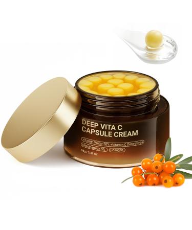 FIUMOT Deep Vitamin C Golden Capsule Hydrating Face Moisturizer, Antioxidant Protection, Lightweight Daily Skincare