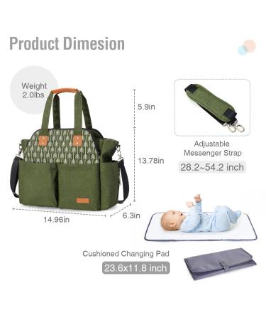 Buy Lekebaby Baby Diaper Bag Messenger - Large Travel Bag with Changing Mat in Green | Shop Internationally - Buy Online on GoSupps.com