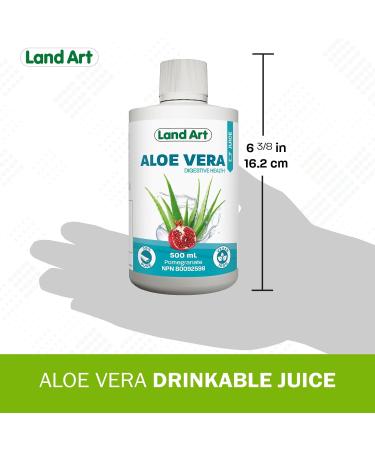 Pure Aloe Vera Juice Pomegranate 500 ml - Cold-Processed from Organic Fresh Leaves for Intestinal Issues Made In Canada (Pack of 2) 500 ml (Pack of 2) - Buy Online on GoSupps.com