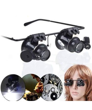 Magnifying Glass Headband with 2 LED Light 20X Handsfree Headset Head Mounted Magnifying Glasses for Reading Electronic Repair Jewelry Sewing