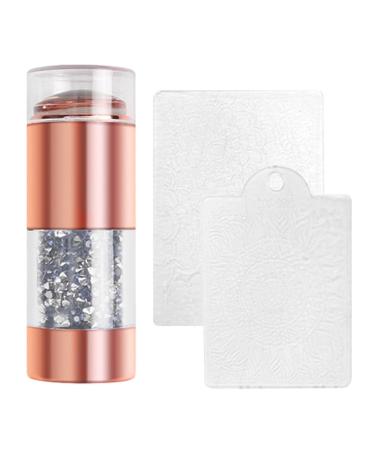 Bluesa nail stamp lacquer set clear nail stamper tamping stamp scraper kit nail stamp for salon or home use 17x17x13cm gold -plated white diamonds