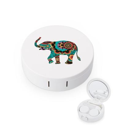 Indian Elephant Contact Lens Case with Mirror Portable Cute Eye Contact Lens Box Travel Kit