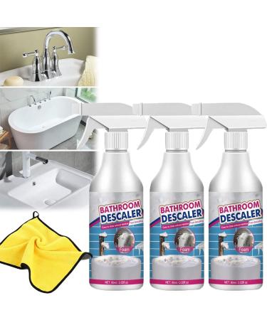 Stubborn Stains Cleaner Limescale Cleaner Bathroom Foam Cleaner Spray Bathroom Descaler Spray Limescale Cleaner Shower Bathroom Descaler Cleaner All Purpose Rinse Cleaning Foam With Towel (3PCS)