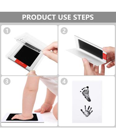 Inkless Handprint & Footprint Kit | Baby Safe Ink Pad for Newborn | Paw Print Stamp & Imprint Cards | Family Keepsake & Baby Shower Gift - Black - Buy Online on GoSupps.com