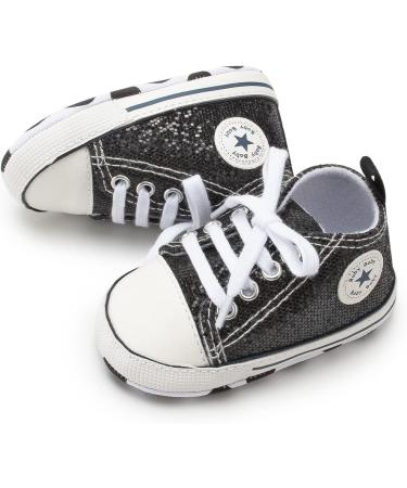 Baiely High Top Lace-Up Sequin Baby Sneakers - Black (6-12 Months) - Buy Online on GoSupps.com